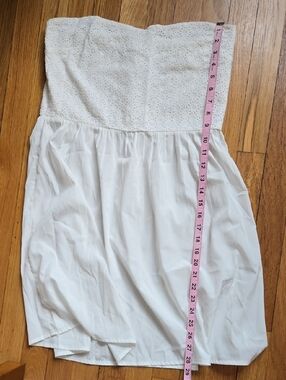 Marabelle Cream Eyelet Strapless Chiffon Dress. Size M